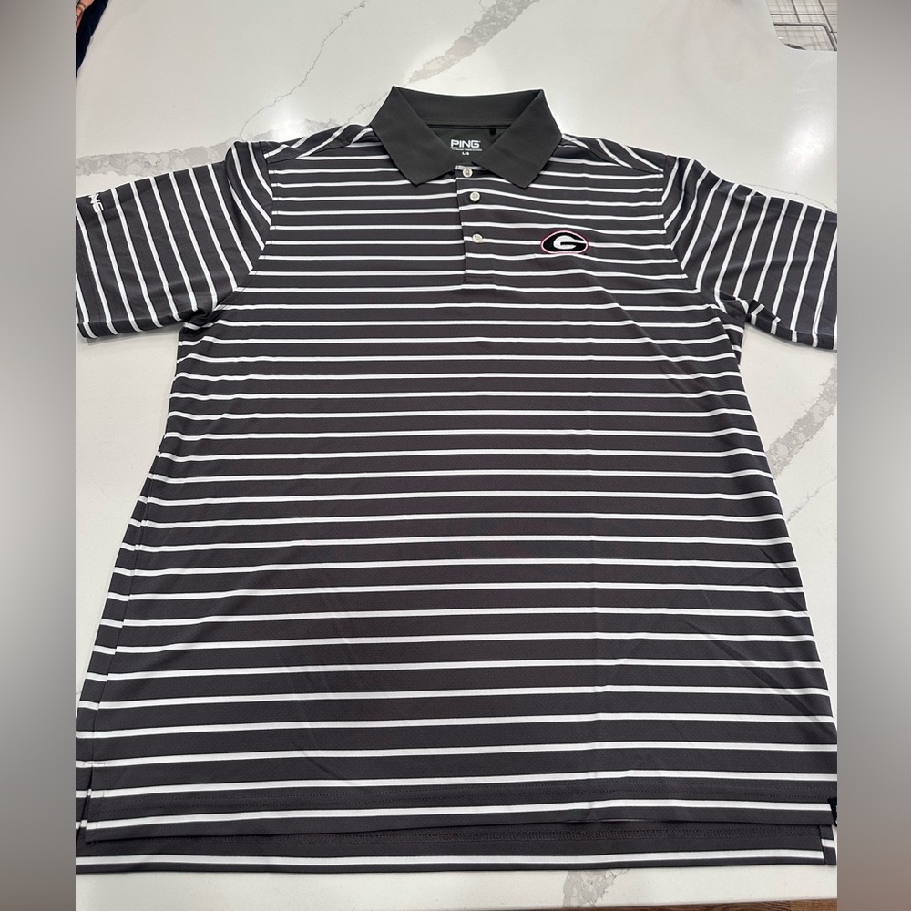 Ping Charcoal And White Striped Georgia Bulldogs Polo Shirt